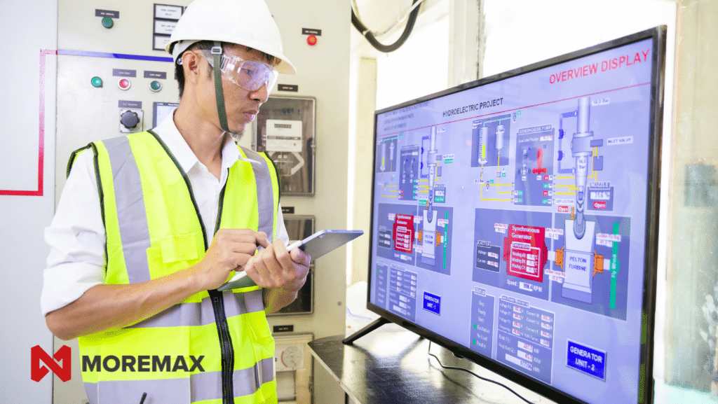 Operator overlooking the OT System that is overseeing his plant.