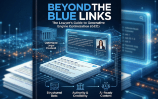 Graphic for the guide to GEO for law firms titled Beyond the Blue Links.