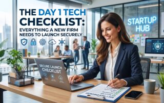 Professional law firm tech checklist for a secure Day 1 startup launch.