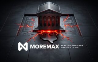 Graphic for law computer service in Georgetown, Texas featuring the MoreMax logo and legal icons near the Williamson County Courthouse.