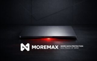 A sleek, modern technology interface with the Moremax logo, representing the top legal technology trends for 2026 and advanced data security for law firms.