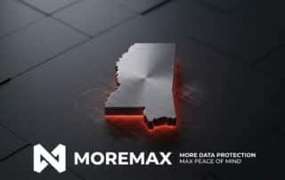 Glowing red outline of Mississippi on a digital background, representing specialized Mississippi law firm IT support and ethical data compliance.