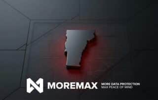 Glowing red outline of Vermont on a digital background, representing specialized Vermont law firm IT support and data protection.